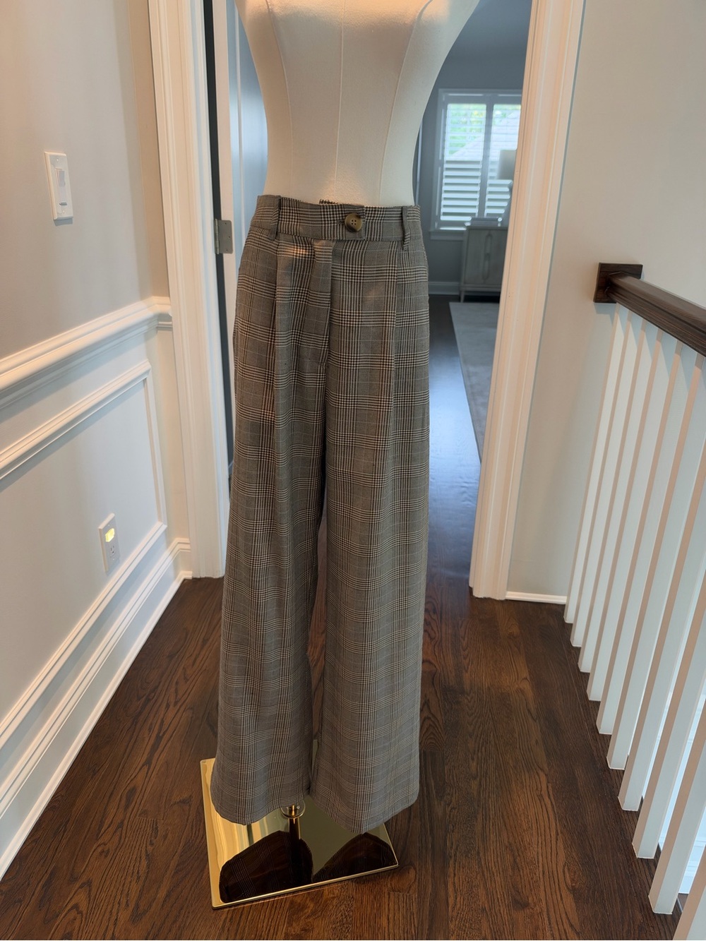 Princess Polly Gray Glen Plaid Wide-Leg Dress Pants